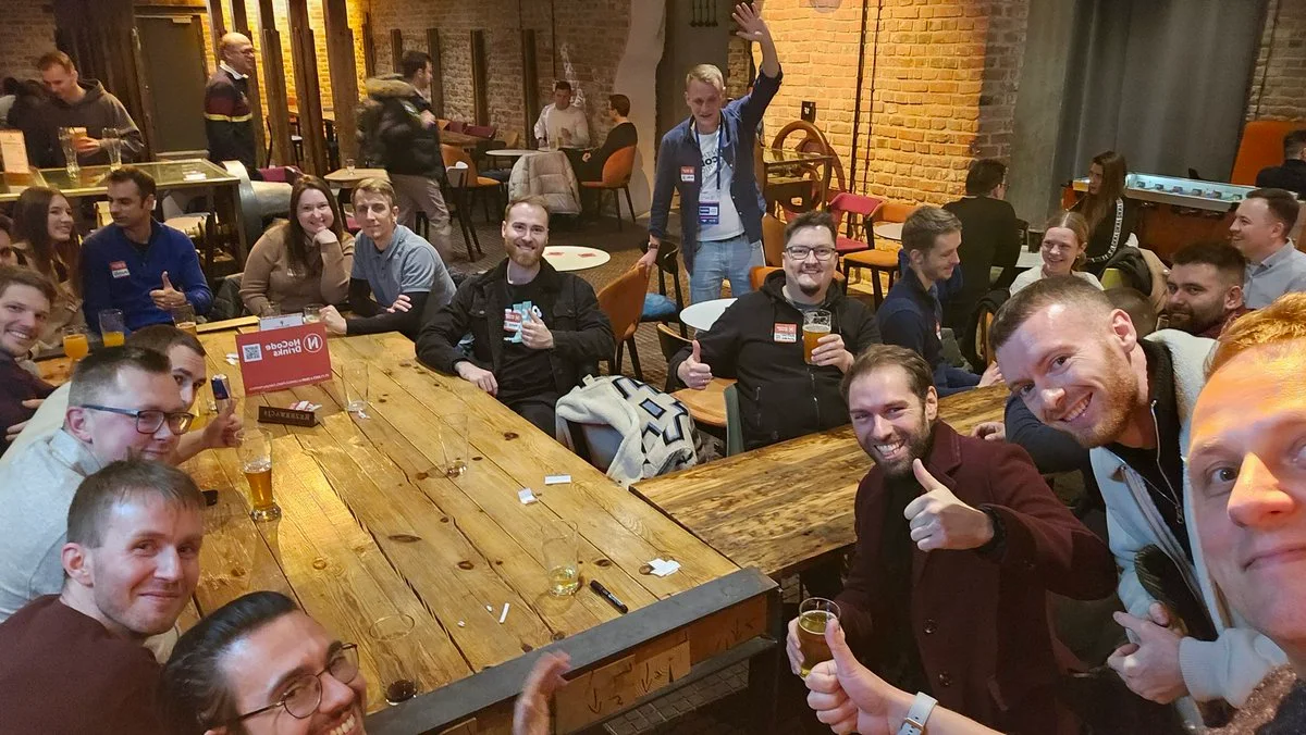 Friends together at NoCode Drinks in Warsaw